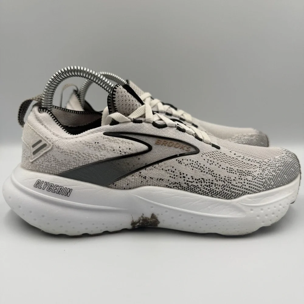 Brooks Glycerin StealthFit 21 Women's Size 8‎ White Black Running Shoes Sneakers